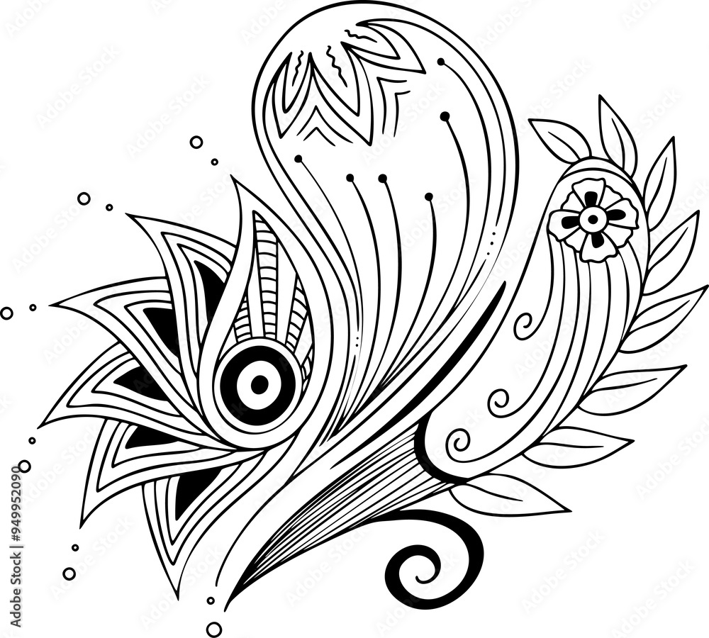 hand drawn black and white floral ornament hand drawn black and white floral ornament