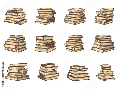 Book stack clipart design illustration