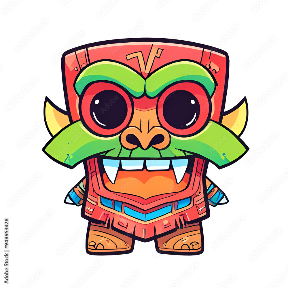 Fototapeta premium A cartoon character with a green face and red mouth