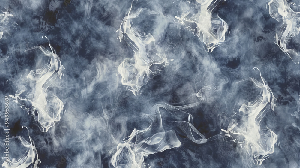 Abstract ethereal smoke pattern with soft white wisps on dark background. Smoky backdrop. Watercolor illustration Abstract ethereal smoke pattern with soft white wisps on dark background. Smoky backdrop. Watercolor illustration