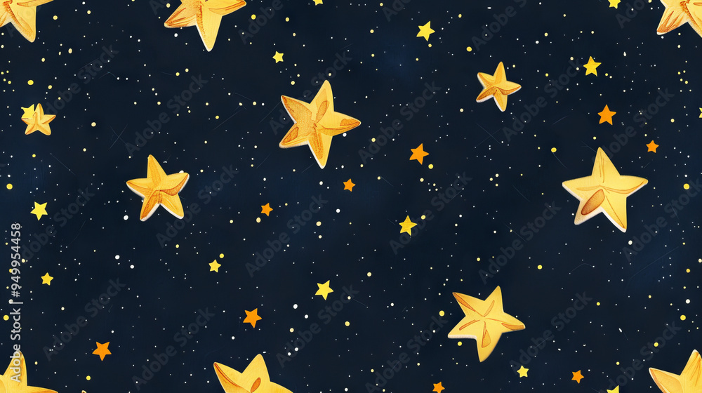Cosmic night sky with glowing stars and deep blue nebulae. Watercolor illustration. Starry background Cosmic night sky with glowing stars and deep blue nebulae. Watercolor illustration. Starry background