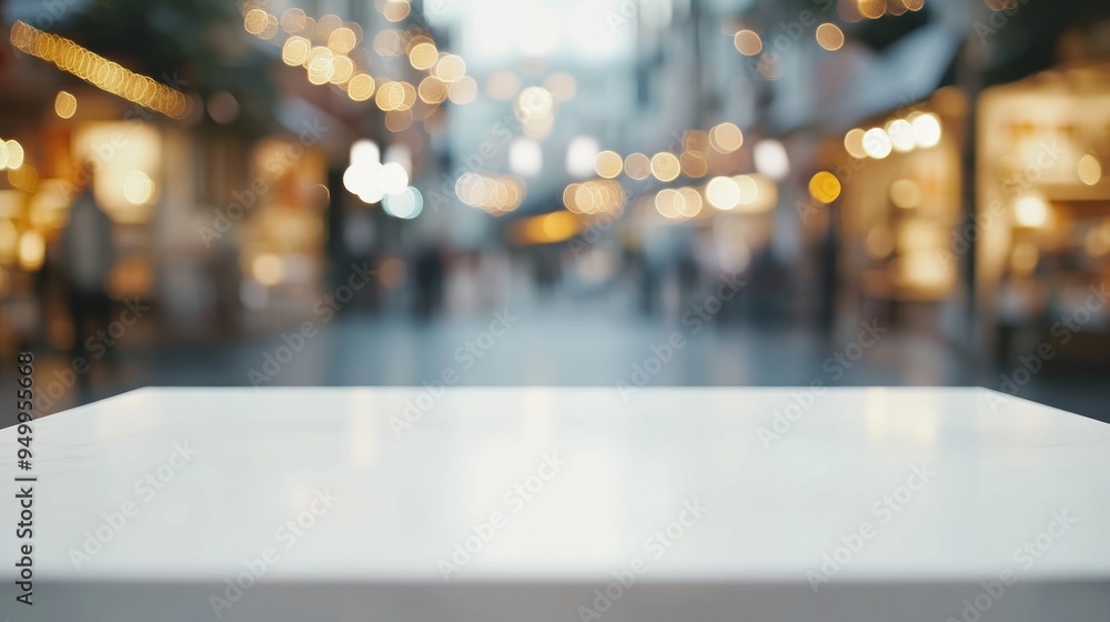 Fototapeta premium Empty Tabletop With Blurred City Street Background