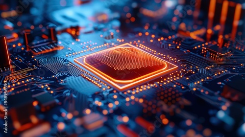 Closeup of a quantum processor operating at room temperature, advancements in quantum hardware, quantum computing, nextgen technology, roomtemperature qubits photo