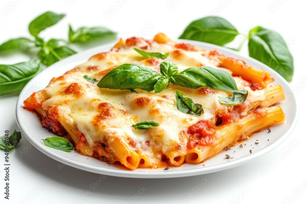 Baked Pasta with Melted Cheese and Basil Baked Pasta with Melted Cheese and Basil