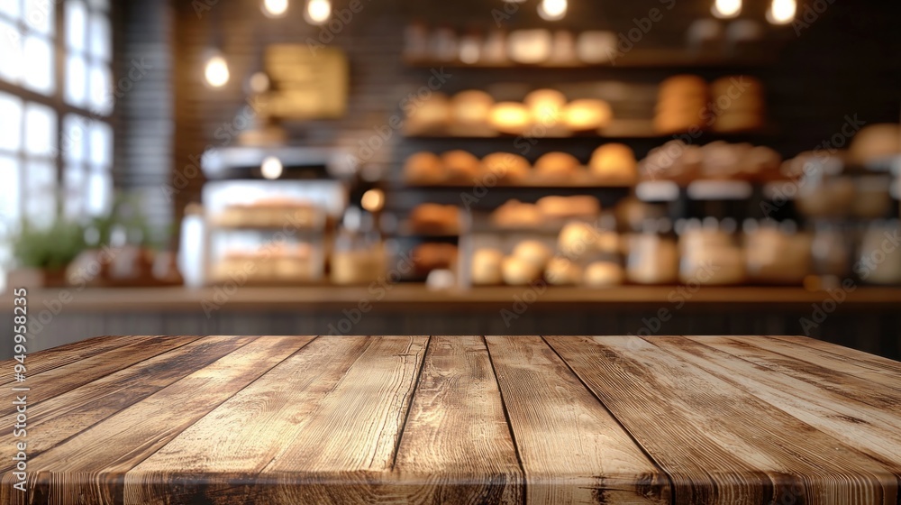 Rustic Wooden Table in a Bakery Rustic Wooden Table in a Bakery