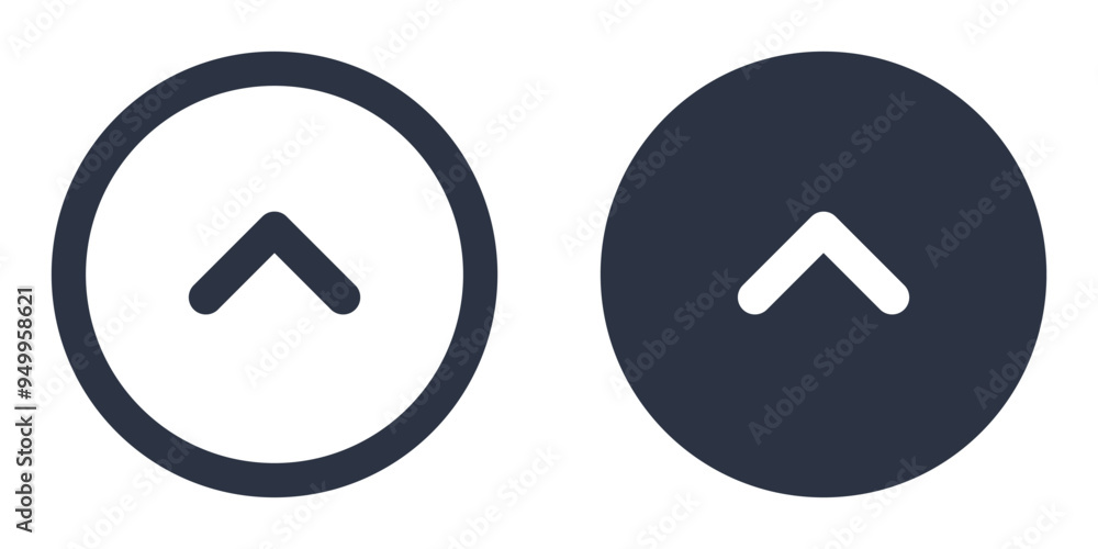 Chevron Up in Circle simple icons set designed in filled, outline, line and stroke style Chevron Up in Circle simple icons set designed in filled, outline, line and stroke style