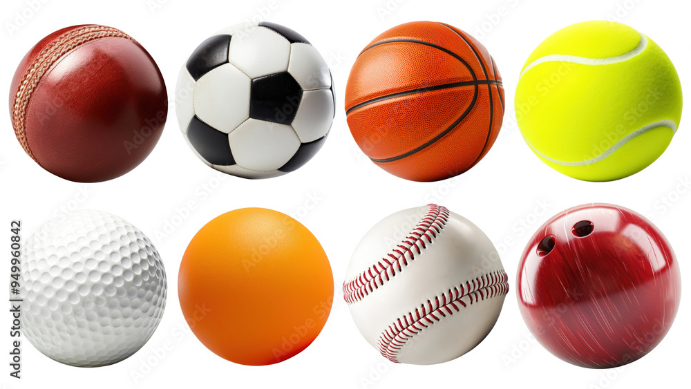 PNG Sport ball element set, transparent background PNG Sport ball element set, transparent background