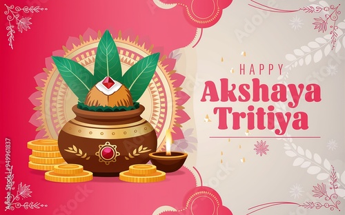 The image depicts a festive celebration of Akshaya Tritiya. generative ai photo