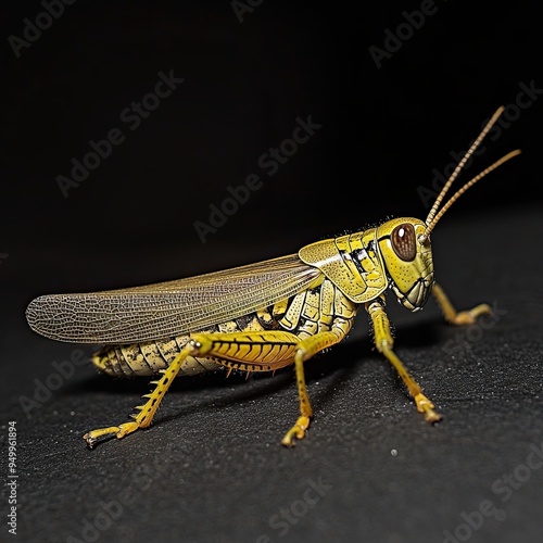 Wallpaper Mural Grasshopper isolated on metal background Torontodigital.ca