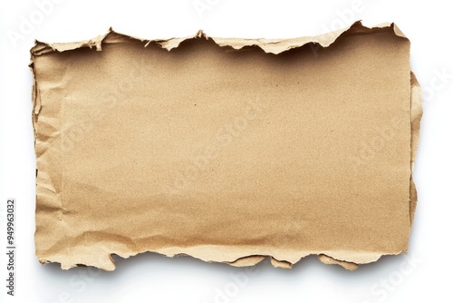 Brown Cardboard paper piece isolated on white background