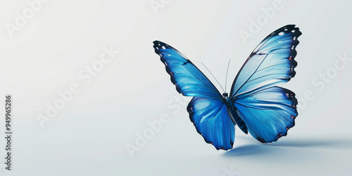 Beautiful blue butterfly isolated on white background "Vibrant Blue Butterfly on White"