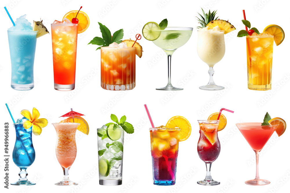 PNG cocktail design element set, transparent background PNG cocktail design element set, transparent background