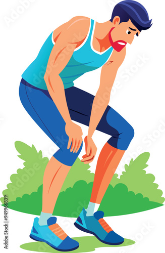 Young male runner suffering from a knee injury