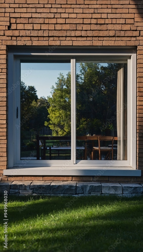 Backyard View Through Modern House Window Backyard View Through Modern House Window