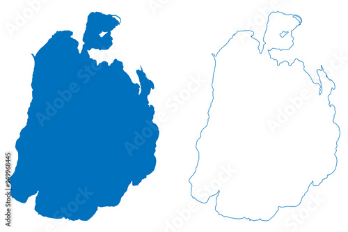 Lake Langano (Africa, Federal Democratic Republic of Ethiopia) map vector illustration, scribble sketch map