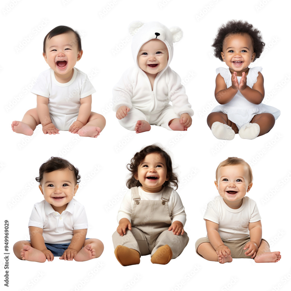 PNG diverse cute baby design element set, transparent background PNG diverse cute baby design element set, transparent background