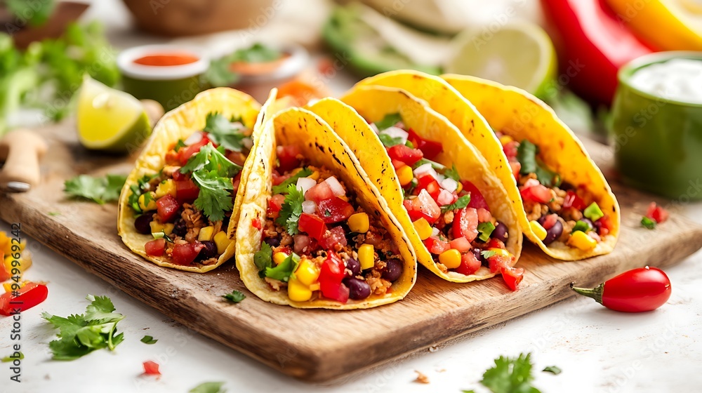 Delicious Homemade Tacos with Ground Beef Corn Tomatoes and Cilantro Delicious Homemade Tacos with Ground Beef Corn Tomatoes and Cilantro