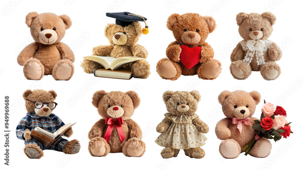 PNG teddy bear design element set, transparent background PNG teddy bear design element set, transparent background
