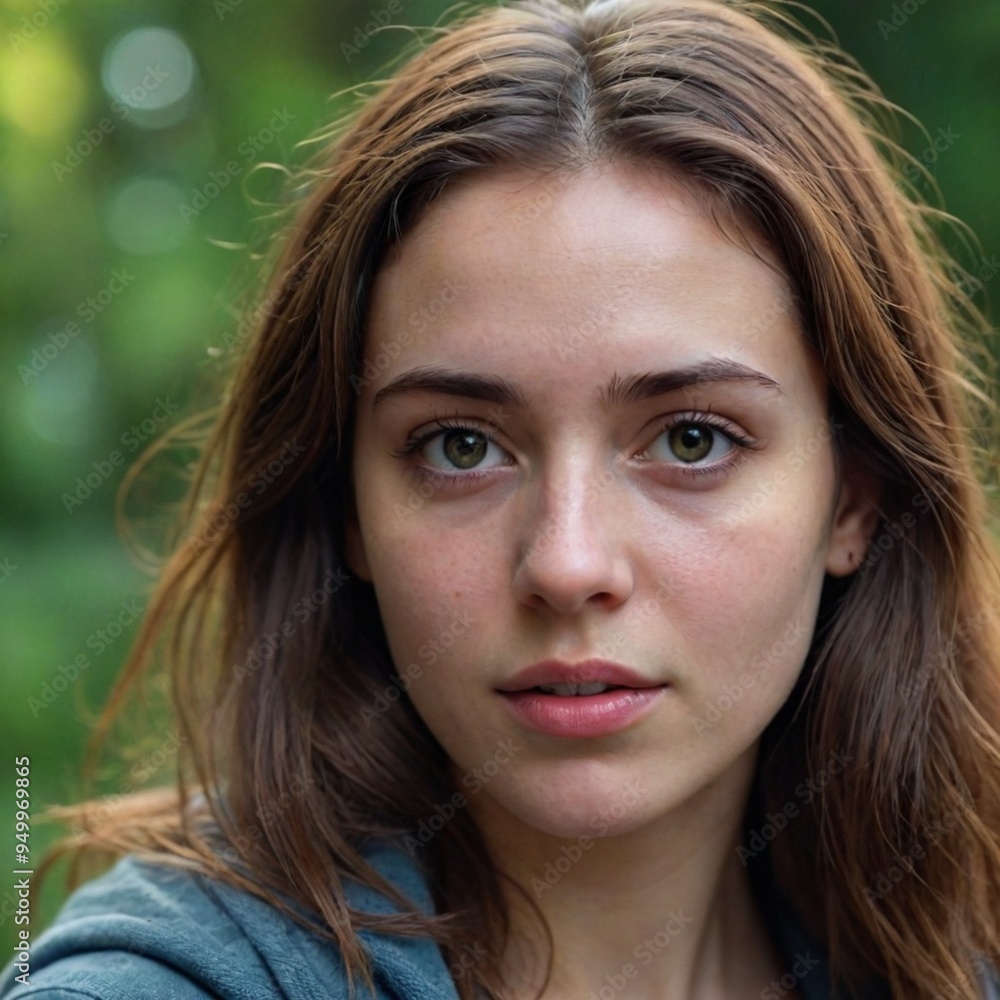 Portrait of young woman with natural expression Portrait of young woman with natural expression
