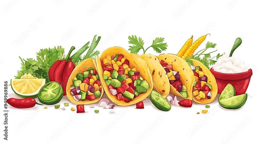 Delicious Tacos with Vegetables and Sour Cream Delicious Tacos with Vegetables and Sour Cream