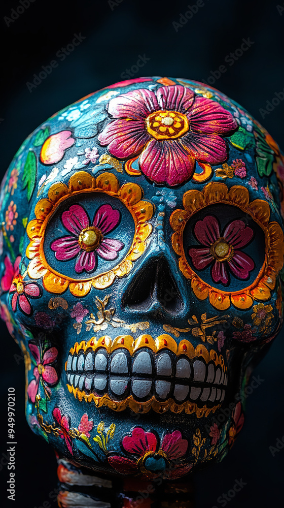 Artistic Close-Up of a Colorful Day of the Dead Sugar Skull Artistic Close-Up of a Colorful Day of the Dead Sugar Skull