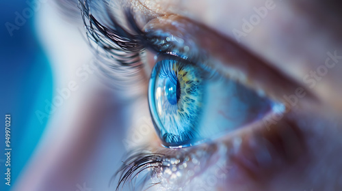 Human eye close-up, pupil and iris. AI Generated photo