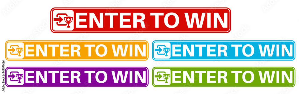 Set collections trendy enter to win colorful icon sign labels design template Vector illustration Set collections trendy enter to win colorful icon sign labels design template Vector illustration