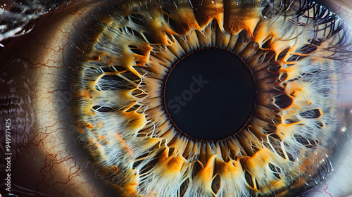 Human eye close-up, pupil and iris. AI Generated