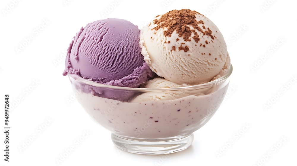 Delicious Two Scoops of Ice Cream in a Glass Bowl Delicious Two Scoops of Ice Cream in a Glass Bowl