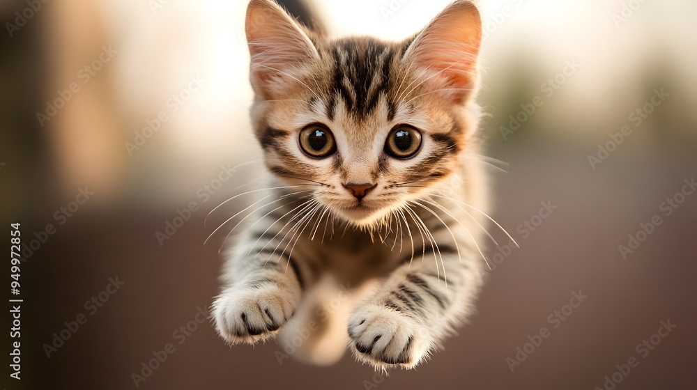 Closeup Adorable Kitten Gazing Curiously with Soft Focus Background Closeup Adorable Kitten Gazing Curiously with Soft Focus Background
