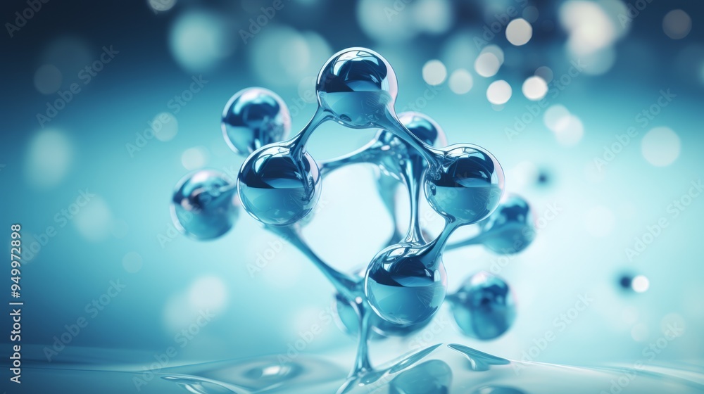 Cosmetic Essence, Liquid bubble, Molecule inside Liquid Bubble on DNA water splash background. Neural network ai generated art Cosmetic Essence, Liquid bubble, Molecule inside Liquid Bubble on DNA water splash background. Neural network ai generated art