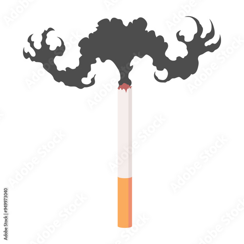 Smoking dangers icon. Awareness about smoking and poison of cigarette. Resulting premature organ damage. Smoking is harmful to human organs