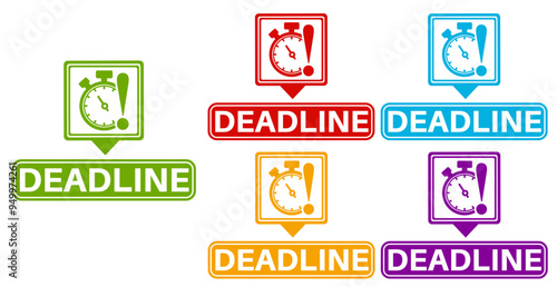 set badge deadline sign. Alert time announcement symbol template design vector illustration