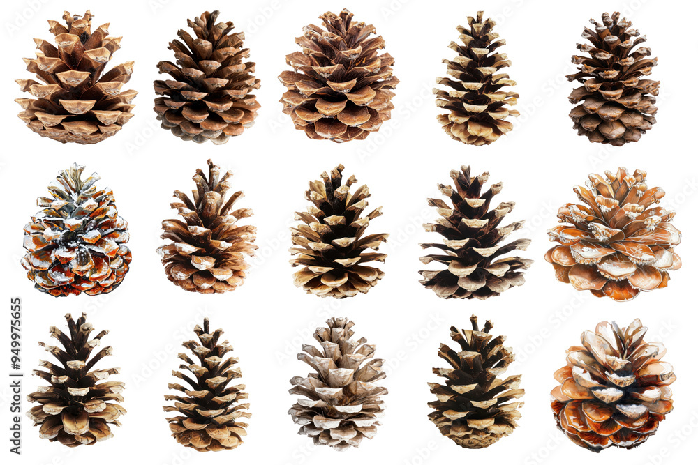 PNG Winter pine cone design element set, transparent background PNG Winter pine cone design element set, transparent background