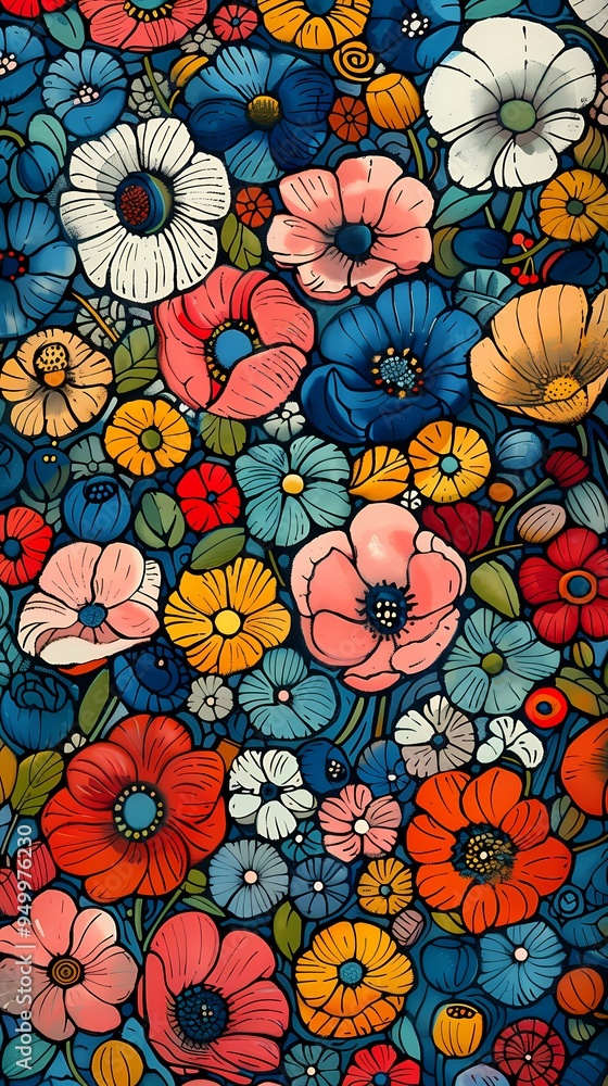 happy summer blossoms texture pattern illustration poster background happy summer blossoms texture pattern illustration poster background
