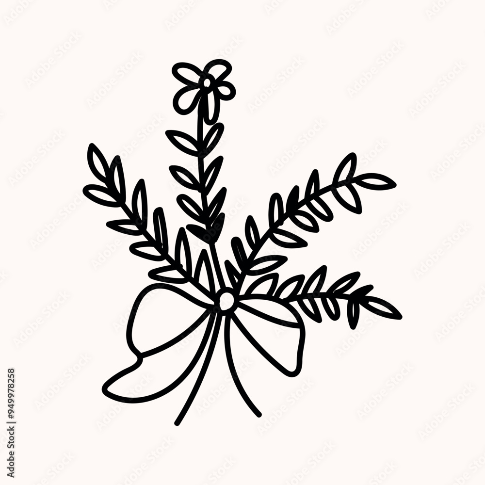 Vector black flowers bouquet icon, botanical lines art flower, Minimalist contour drawing of flower. line drawing of flower botany.Hand drawn sketch of flower with leaves. Vector black flowers bouquet icon, botanical lines art flower, Minimalist contour drawing of flower. line drawing of flower botany.Hand drawn sketch of flower with leaves.