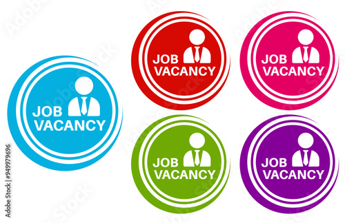 set trendy colorful job vacancy labels icon. hiring sign social media template design vector illustration