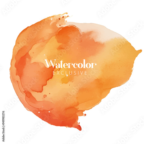 Abstract watercolor hand painted background circle, Orange Watercolor Circle, Orange watercolor splash