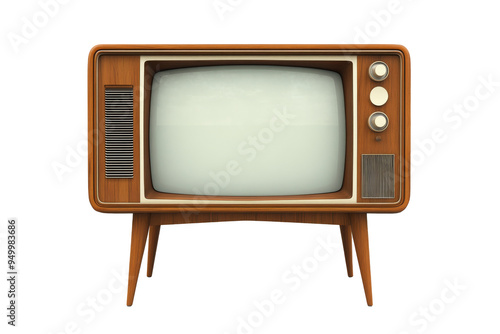 Vintage wooden television isolated on transparent background