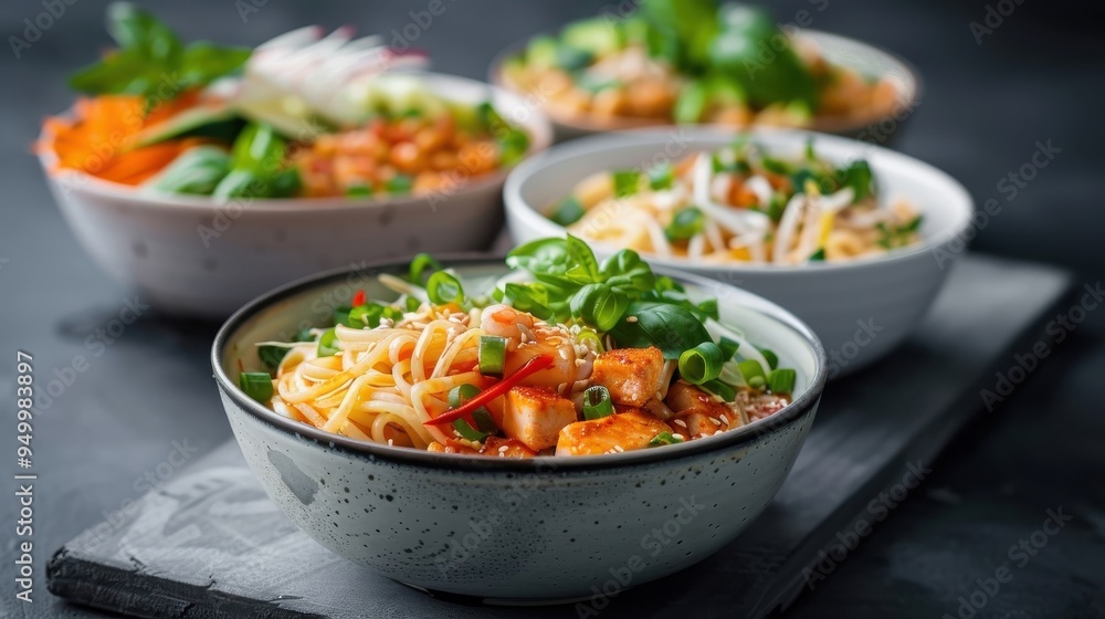 Chinese Lo Mein, stir-fried noodles with a mix of vegetables, chicken, and savory soy sauce. Chinese Lo Mein, stir-fried noodles with a mix of vegetables, chicken, and savory soy sauce.