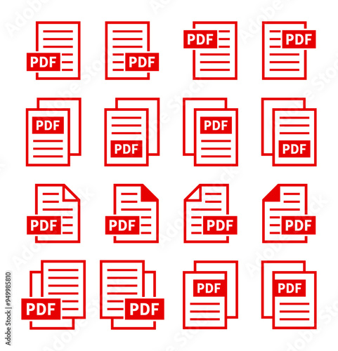 zestaw ikon pliku PDF