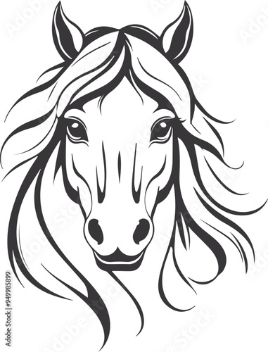 horse head silhouette vector longue mane