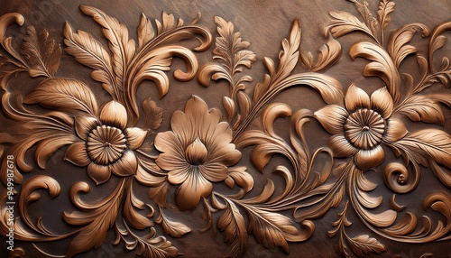 Elegant and decorative floral relief on a textured background.