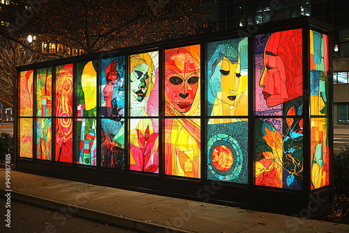 A public art installation using illustrations to raise awareness about social justice issues. 