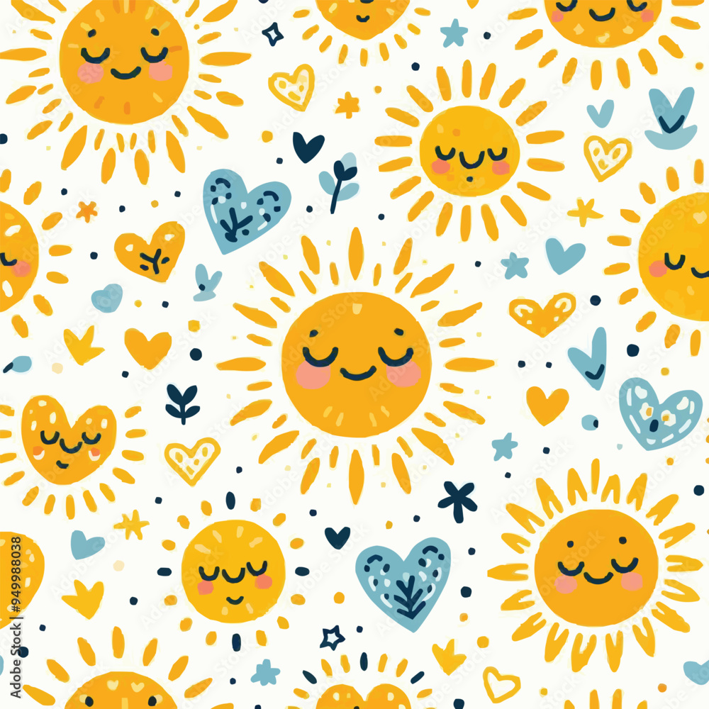 Fototapeta premium seamless pattern with sunflowers