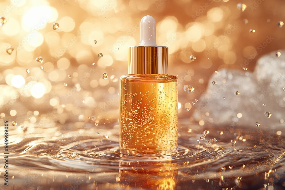 Luxury Serum Bottle with Golden Droplets Luxury Serum Bottle with Golden Droplets
