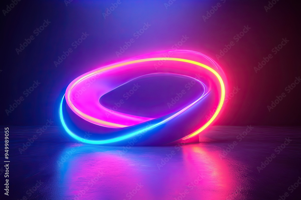 Abstract Neon Light Loop on Dark Background Abstract Neon Light Loop on Dark Background