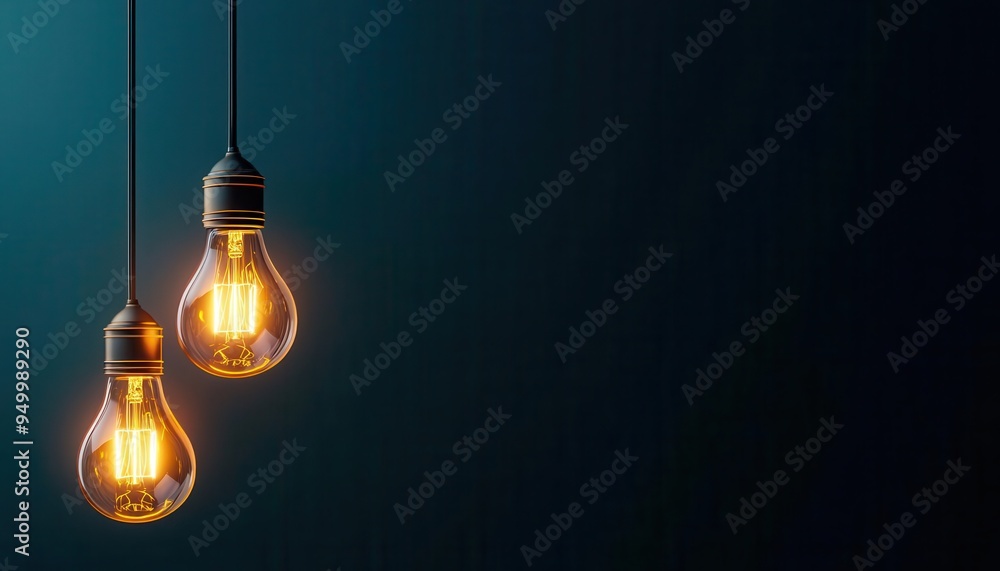 Elegant hanging light bulbs create a warm atmosphere against a dark background, perfect for modern decor and ambiance. Elegant hanging light bulbs create a warm atmosphere against a dark background, perfect for modern decor and ambiance.