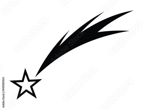 Shooting star icon. Falling meteorite or comet. Comet tail or star trail vector illustration isolated on white background