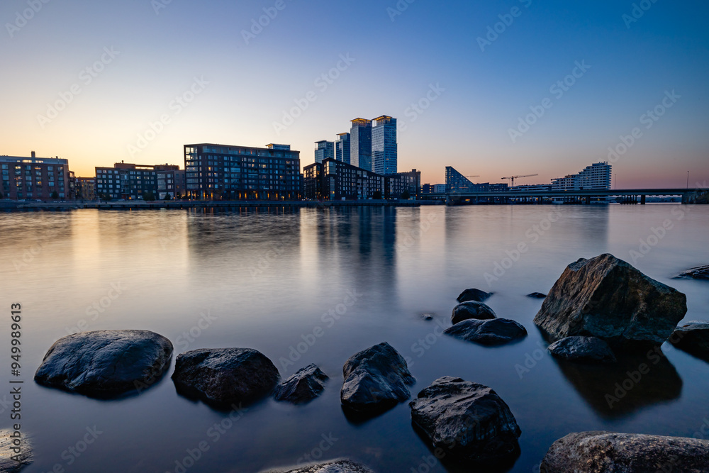 Helsinki city at sunset